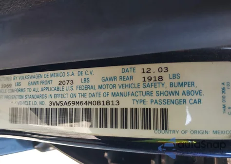 2004 Volkswagen Jetta Gls 2.0L z USA, uszkodzony, nr VIN 3VWSA69M64M081813